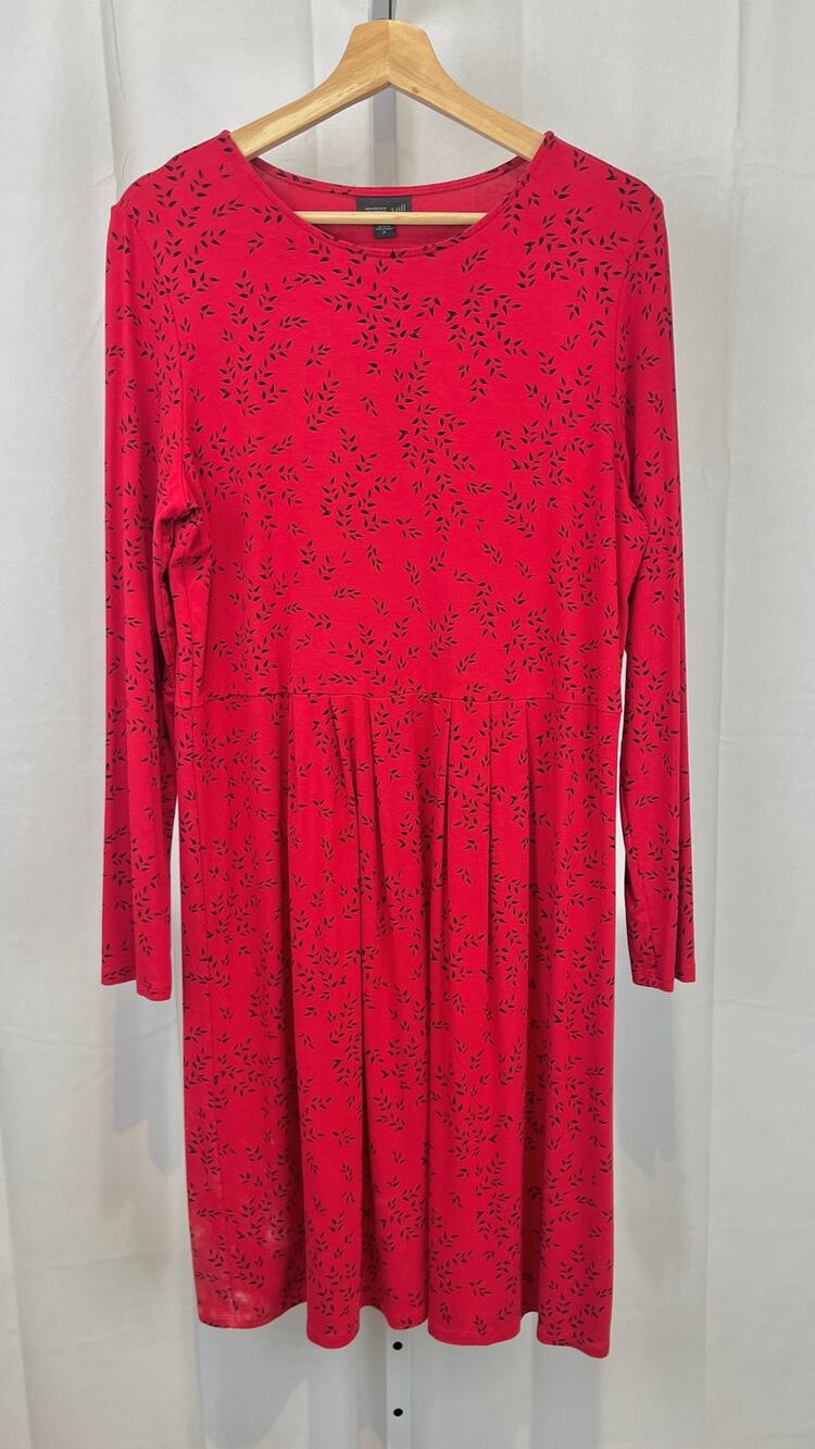 J. JILL Wearever Floral Print Long Sleeve Dress Stretch Jersey Knit Red Size M